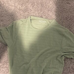 NOVA Olive Green Textured Crewneck Tee